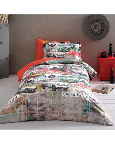 Подростковое постельное белье Tivolyo Home Garage делюкс сатин полуторное