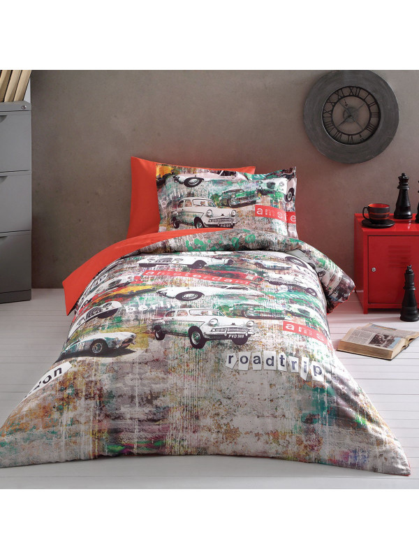 Подростковое постельное белье Tivolyo Home Garage делюкс сатин полуторное
