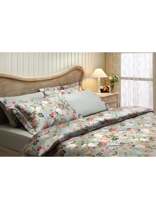 Постельное белье Tivolyo Home Angelica yesil делюкс сатин жатый шёлк евро