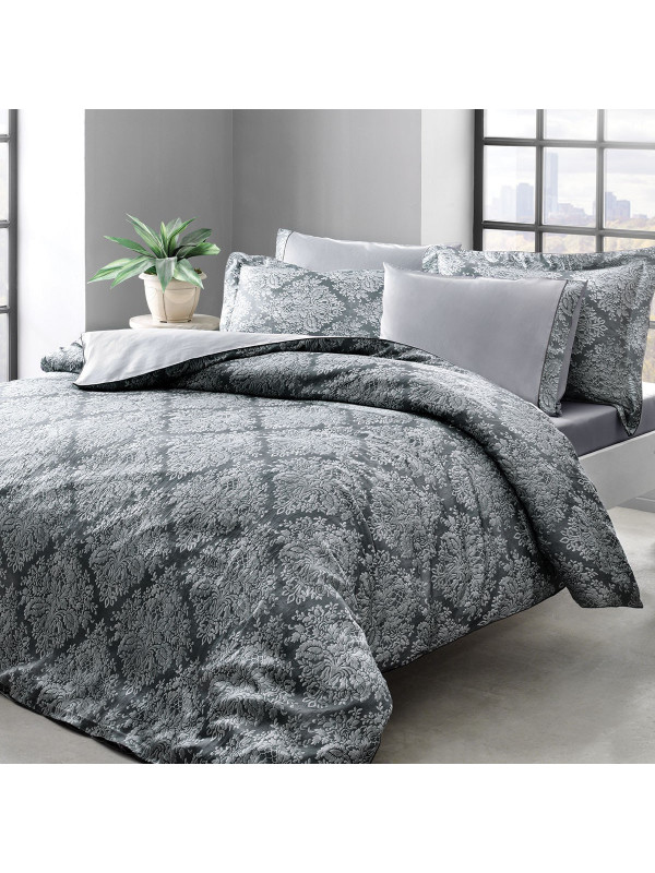 Постельное белье Tivolyo Home Scilia gri делюкс сатин жатый шёлк евро