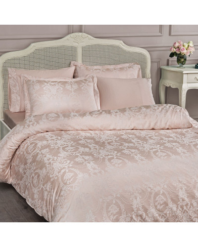 Постельное белье Tivolyo Home жаккард бамбук евро Grant pudra Цвет - пудра