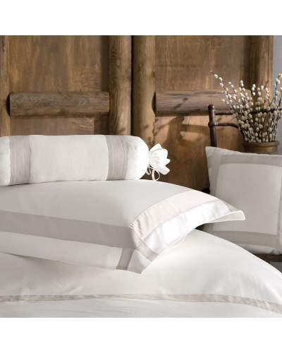 Постельное белье Tivolyo Home Banda krem-bej премиум сатин с вышивкой евро