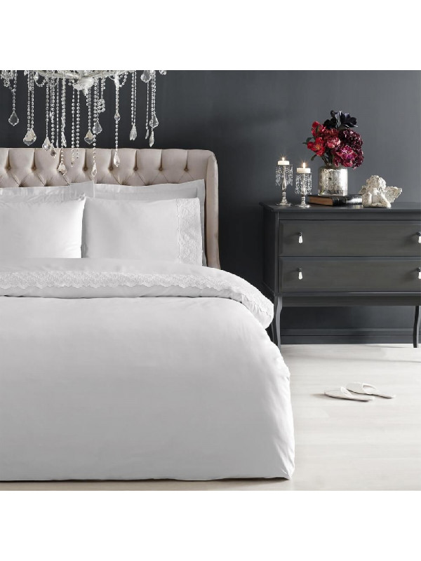 Постільна білизна Tivolyo Home Regina cream делюкс сатин з гіпюром євро