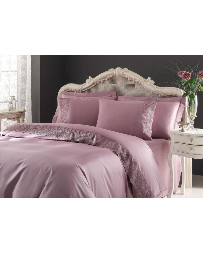 Постельное белье Tivolyo Home Regina murdum делюкс сатин с гипюром евро