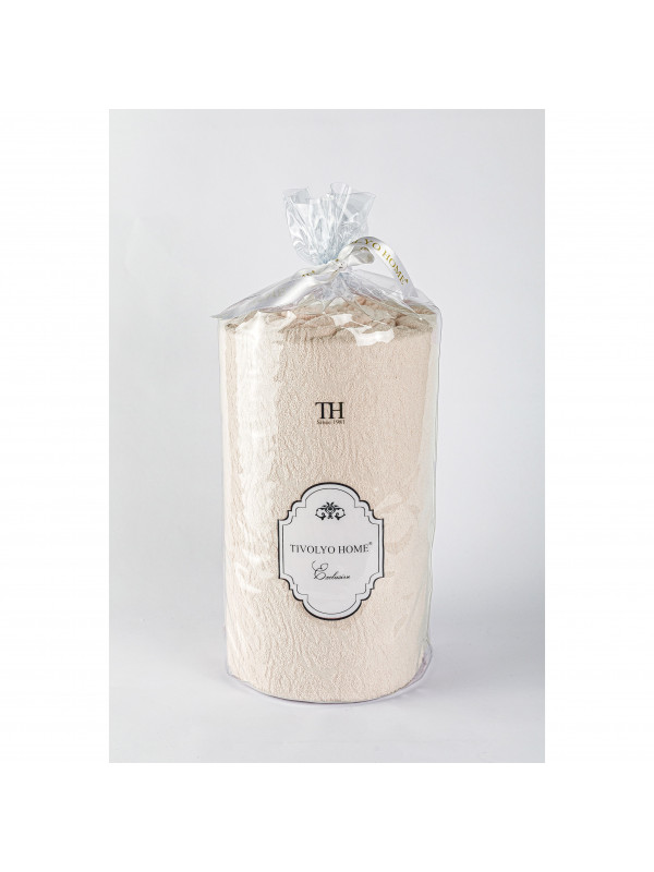 Простынь Tivolyo Home bej махровая на резинке180x200 наволочки 2-50x70