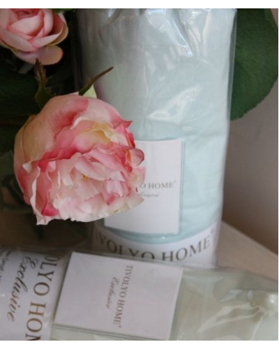 Простынь Tivolyo Home su yesil сатин на резинке 180x200 наволочки 2-50x70