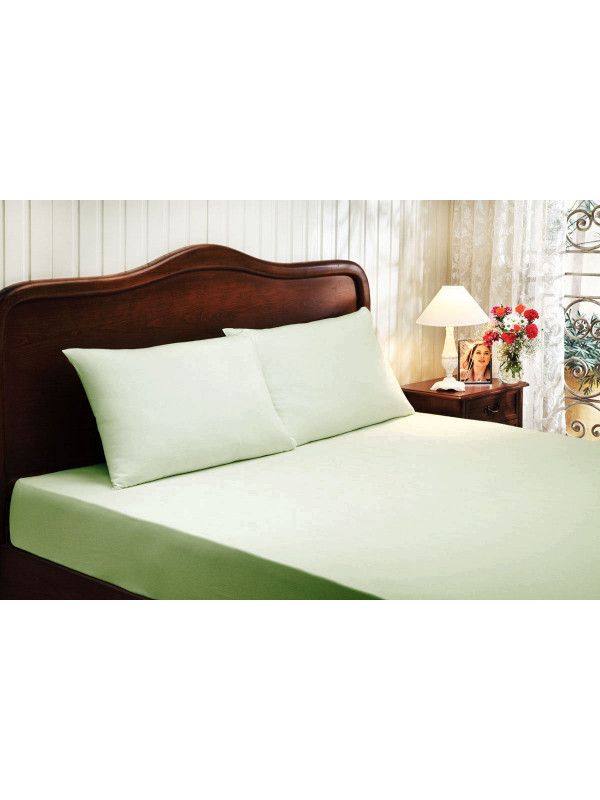 Простынь Tivolyo Home yesil сатин на резинке 180x200 наволочки 2-50x70