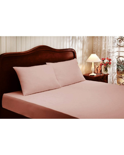 Простынь Tivolyo Home pembe сатин на резинке 180x200 наволочки 2-50x70