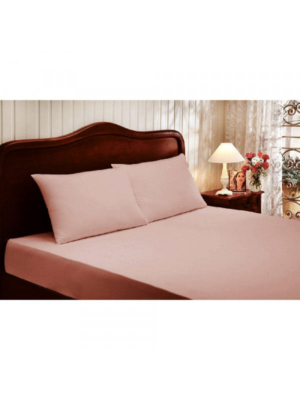 Простынь Tivolyo Home pembe сатин на резинке 180x200 наволочки 2-50x70