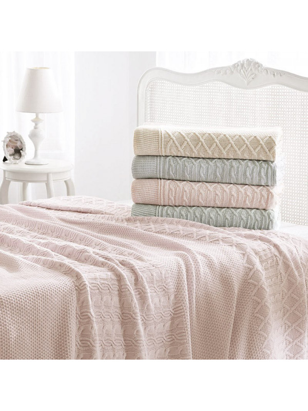 Пледы Tivolyo Home Luna вязаный трикотаж(состав акрил)  Цвет светло-розовый