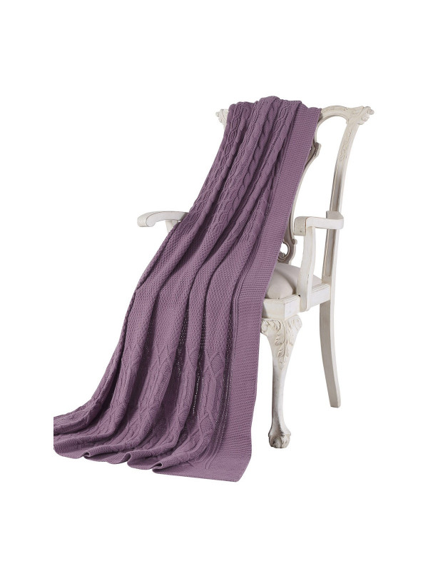 Пледы Tivolyo Home Luna вязаный трикотаж(состав акрил)  Цвет фиолетовый