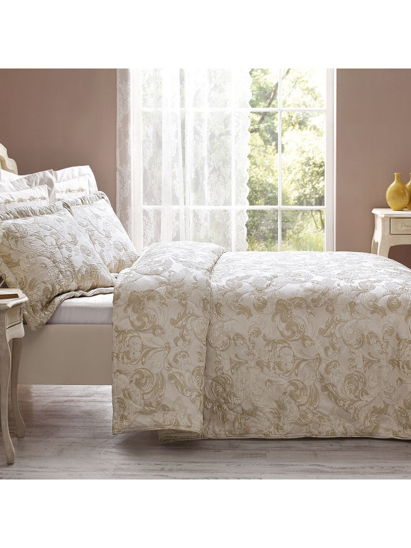 Покрывало Tivolyo Home Rokoko bej жаккард 260x260