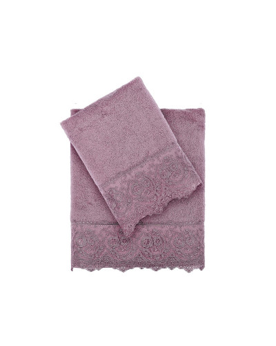 Полотенца Tivolyo Home  Elegant, 2 предмета, махра (100%хлопок) Цвета: фиолетовый