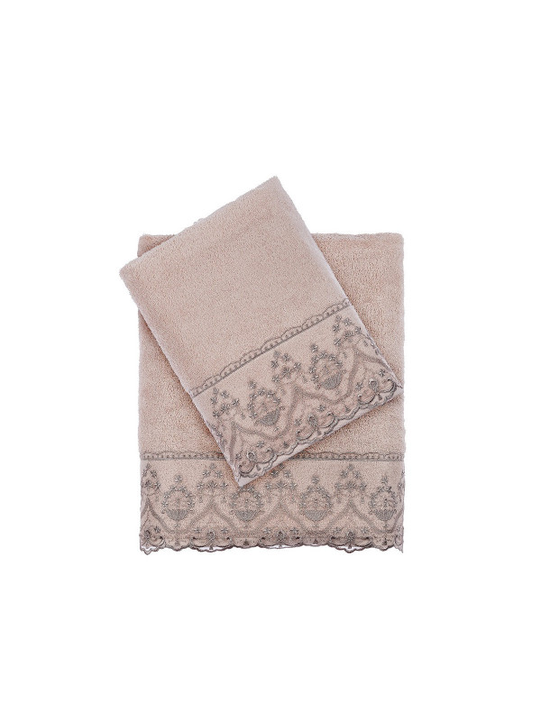 Полотенца Tivolyo Home  Lina, 2 предмета, махра (100%хлопок) Цвета: бежевый