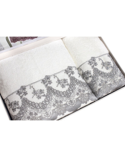 Набор полотенец Tivolyo Home Regina krem/gri 50x100; 75x150