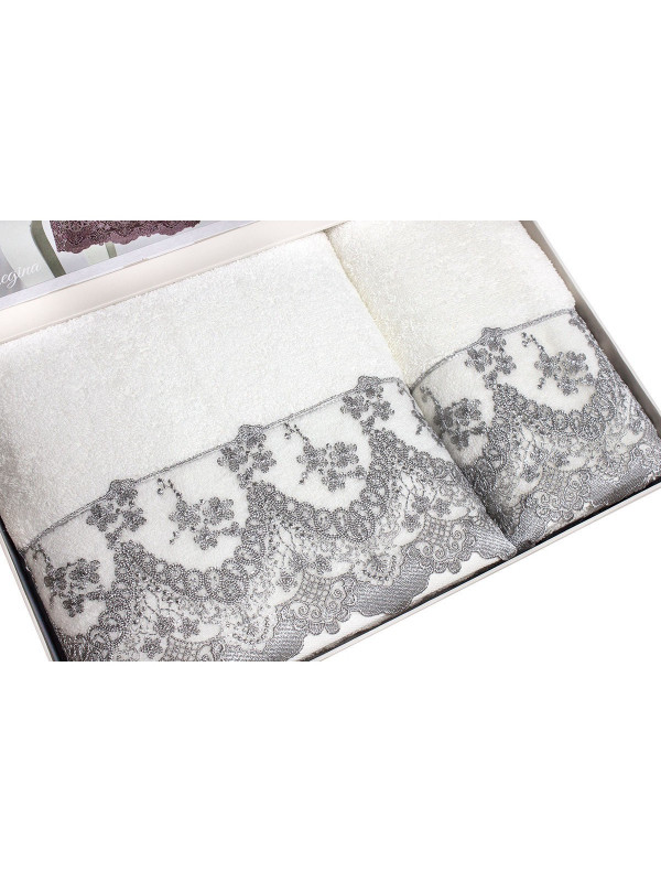 Набор полотенец Tivolyo Home Regina krem/gri 50x100; 75x150