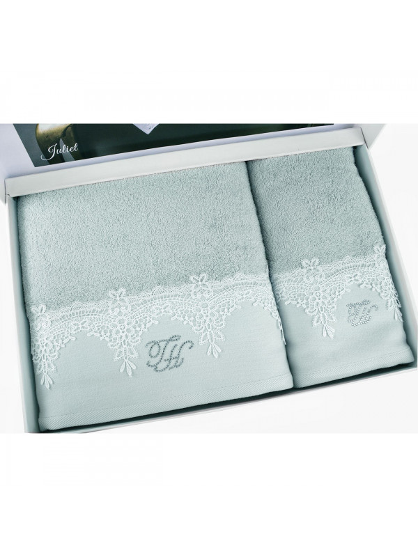 Полотенца Tivolyo Home Juliet, 2 предмета, махра (100%хлопок) Цвета: бирюзовый