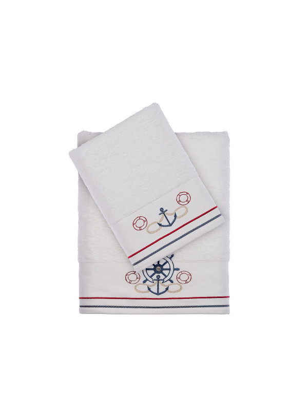 Набор полотенец Tivolyo Home Navy k.beyaz 50x100; 75x150