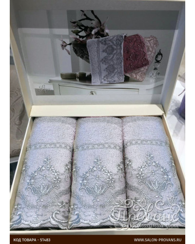 Кухонные полотенца Tivolyo Home LINA , 3 предмета, махра (100 хлопок) Цвета: серый