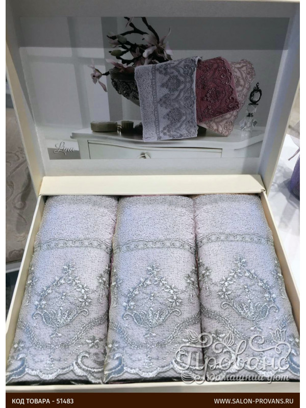 Кухонные полотенца Tivolyo Home LINA , 3 предмета, махра (100 хлопок) Цвета: серый