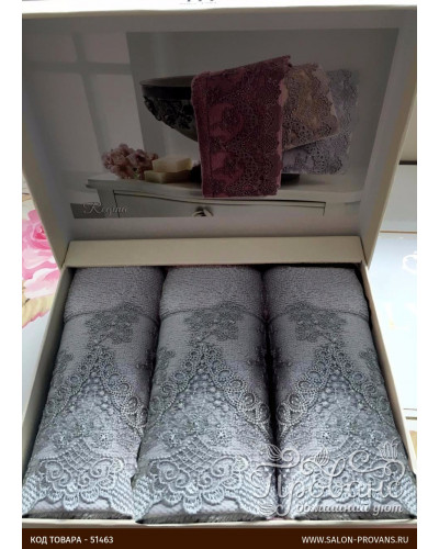 Кухонные полотенца Tivolyo Home REGINA  , 3 предмета, махра (100 хлопок) Цвета: серый