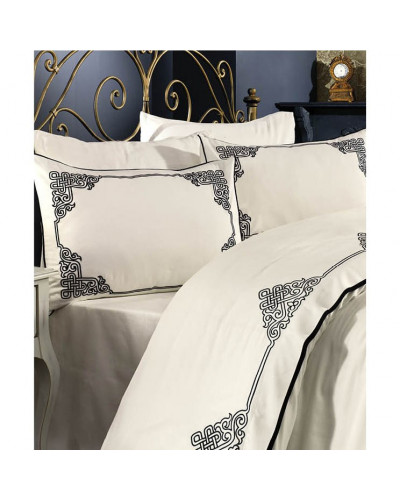 Постельное белье Grazie Home Santa krem премиум сатин с вышивкой евро