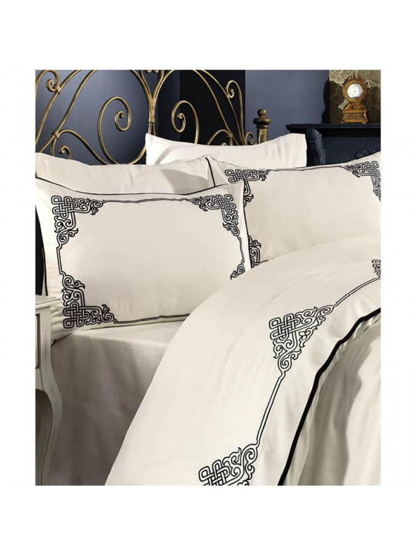 Постельное белье Grazie Home Santa krem премиум сатин с вышивкой евро