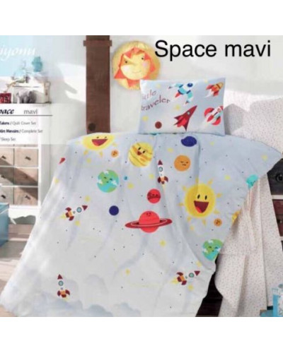 Постельное белье Аltinbasak ранфорс детское , space mavi  Цвета: голубой