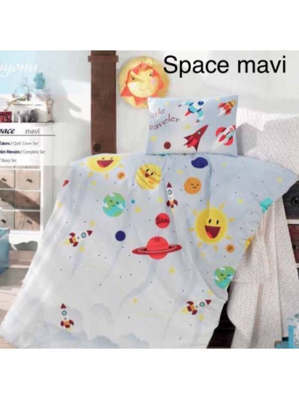 Постельное белье Аltinbasak ранфорс детское , space mavi  Цвета: голубой