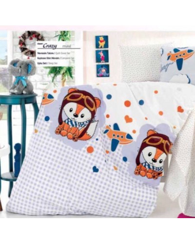 Постельное белье Аltinbasak ранфорс детское , crazzy  mavi  Цвета: голубой