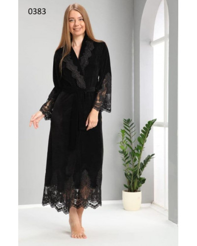 Халат женский nusa хлопок/бамбук Модель 0383   черный, xxxxl