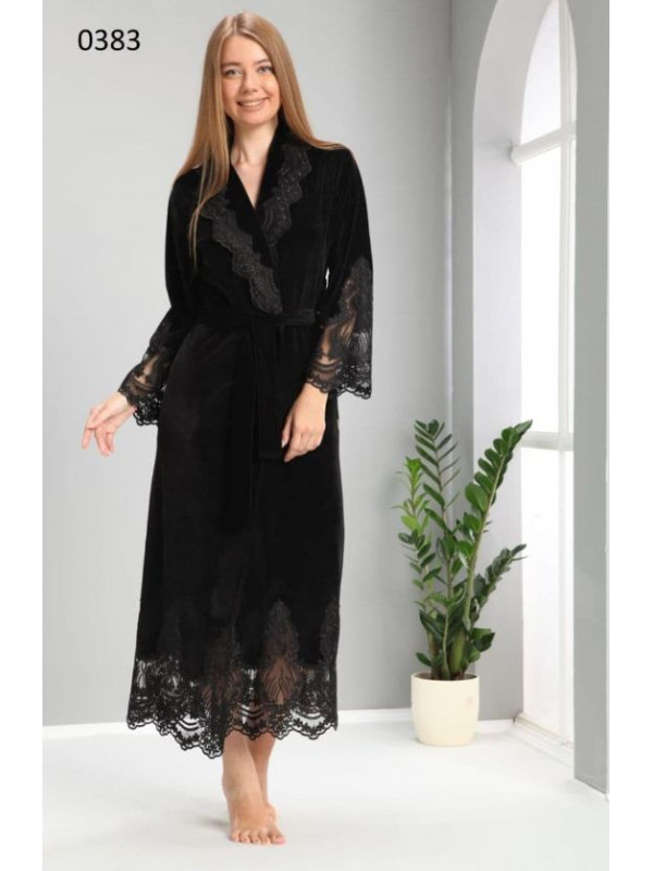 Халат женский nusa хлопок/бамбук Модель 0383   черный, xxxxl