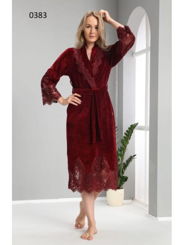 Халат женский nusa хлопок/бамбук модель 0383   бордо, s