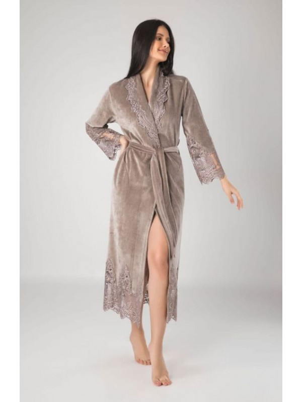 Халат женский nusa хлопок/бамбук модель 0383    бежевый, m