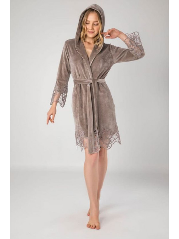 Халат женский nusa хлопок/бамбук модель 0415    бежевый, s