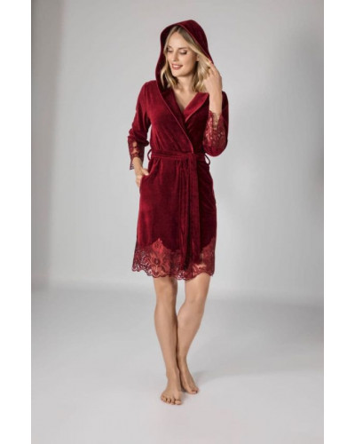 Халат женский nusa хлопок/бамбук модель 0415   бордовый, l/xl