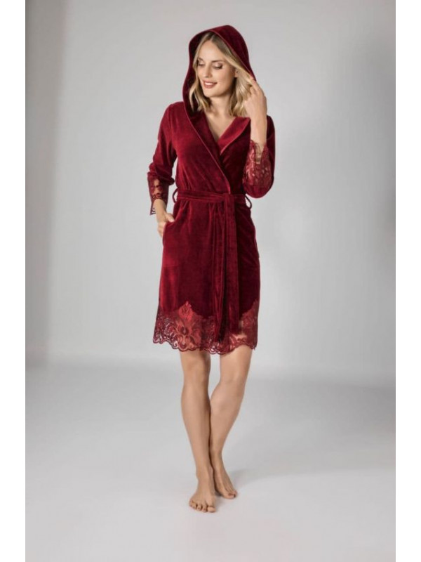 Халат женский nusa хлопок/бамбук модель 0415   бордовый, l/xl