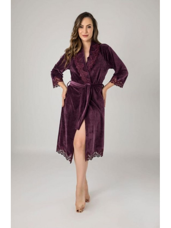 Халат женский nusa хлопок/бамбук модель 0411    сиреневый, l/ xl