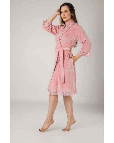 Халат женский nusa хлопок/бамбук модель 0411   пудра, s