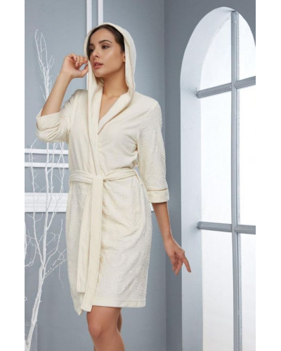 Халат женский nusa хлопок/бамбук модель 8605   кремовый, m