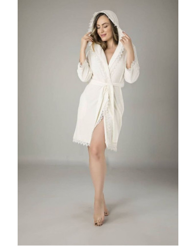 Халат женский nusa хлопок/бамбук модель 0345    кремовый, m