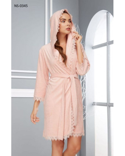 Халат женский nusa хлопок/бамбук модель 0345   пудра, s