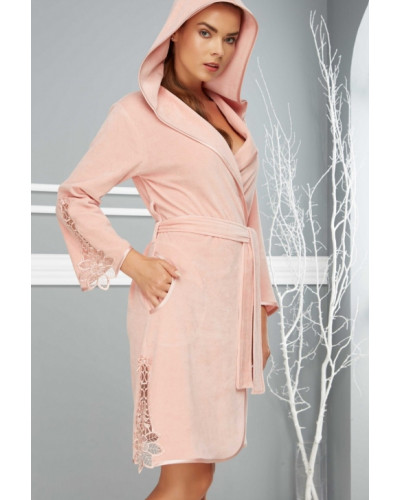 Халат женский nusa хлопок/бамбук модель 0369   пудра, s