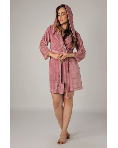 Халат женский nusa хлопок/бамбук модель 0387    пудра, m