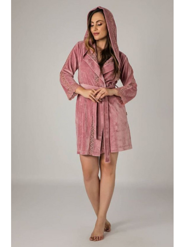 Халат женский nusa хлопок/бамбук модель 0387    пудра, m
