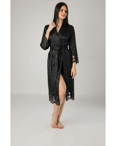Халат женский nusa шелк модель 15060 siyah, xxxl