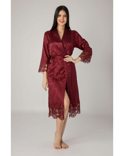 Халат женский nusa шелк модель 15060    бордовый, l/xl