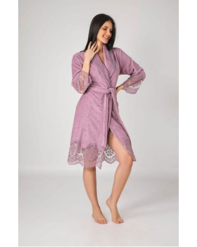 Халат женский nusa хлопок/бамбук модель 163790   пудра, s