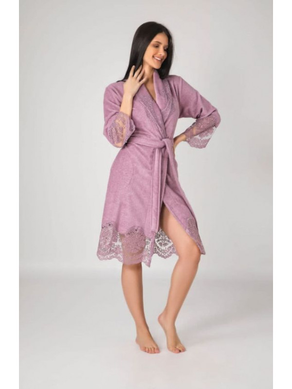 Халат женский nusa хлопок/бамбук модель 163790   пудра, s