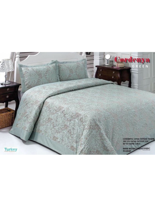 Покрывало issihome жаккард green Цвета: бирюзовый